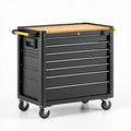 Servante d'atelier 86 x 46 x 96 cm acier noir plateau bois 7 tiroirs mobile