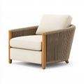 Fauteuil 82 x 78 x 84 cm en bois et corde tressée beige style contemporain