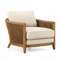 Fauteuil 78 x 82 x 85 cm en bois naturel et corde beige - style contemporain
