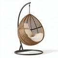 Fauteuil suspendu diamètre 105 cm hauteur 195 cm en rotin brun avec support en acier style bohème