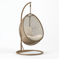 Fauteuil suspendu 120 x 100 x 195 cm en métal et fibres tressées taupe style bohème