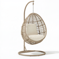 Fauteuil suspendu 105 x 105 x 195 cm en résine tressée beige avec support pour intérieur et extérieur abrité