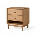 Table de chevet 50 x 40 x 60 cm en bois marron avec 2 tiroirs style contemporain