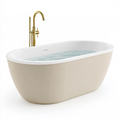 Baignoire îlot 170 x 80 cm en acrylique beige et blanc - ovale contemporaine